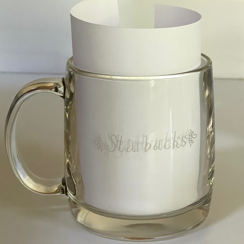 Starbucks Clear Etched Glass Mug